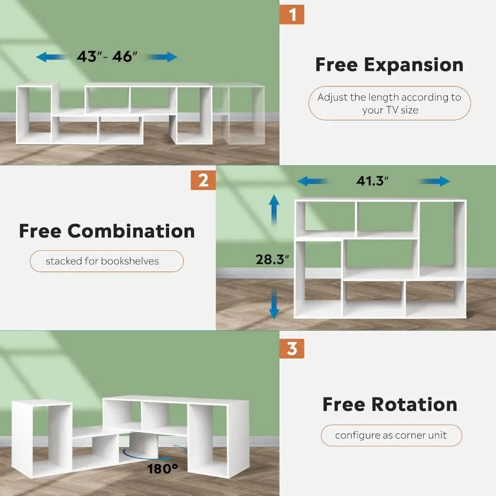 Flat Screen TV Stand for 65 75 inch TV, Modern Entertainment Center with Storage Shelves