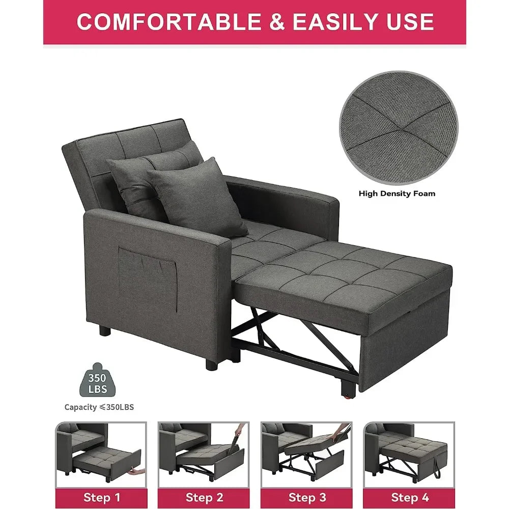 Sofa Chair for Living Room, 3 in 1, Convertible Chair Sleeper Bed