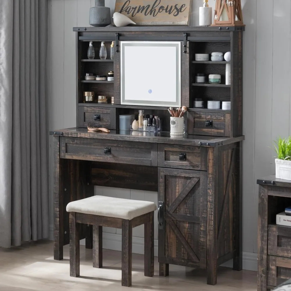 Glass Tabletop Vanity with 2 Drawers