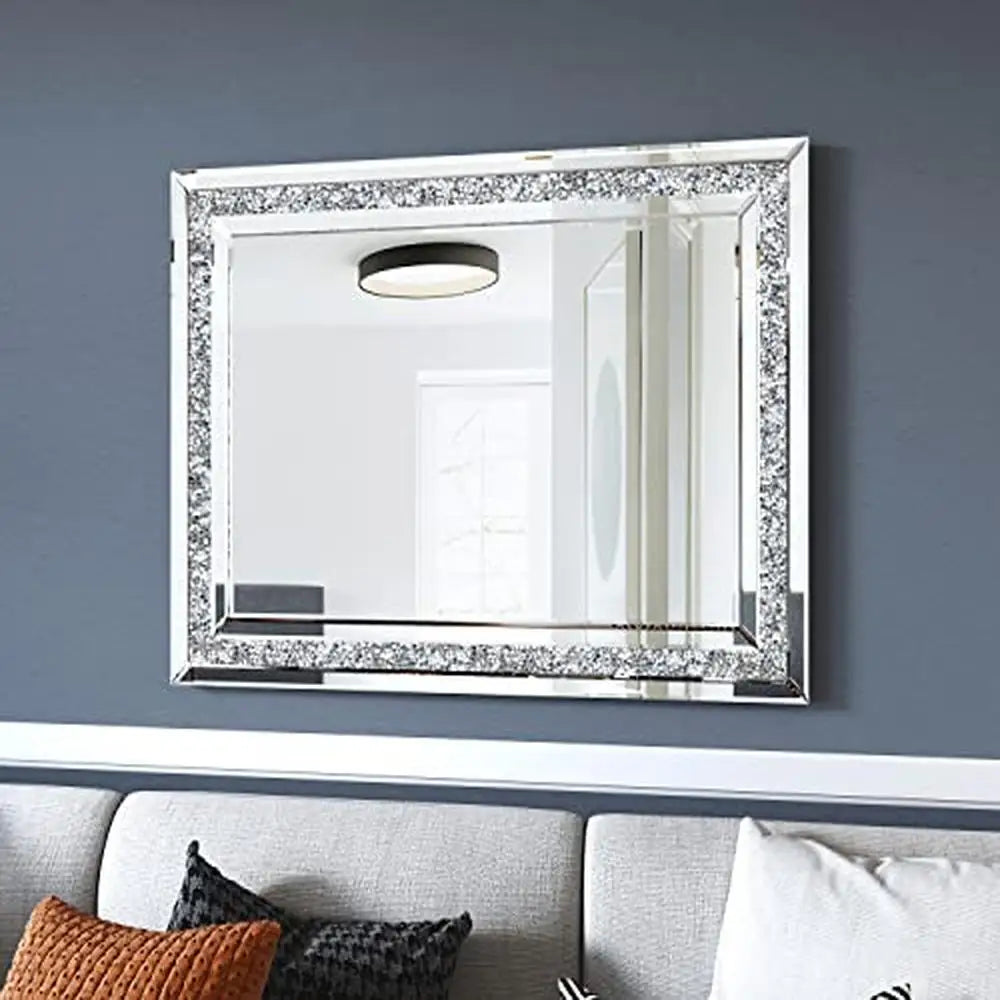 32x24 Crushed Diamond Beveled Wall Mirror