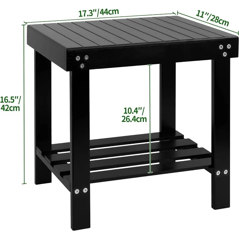 Bamboo Spa Bench Wood Seat Stool