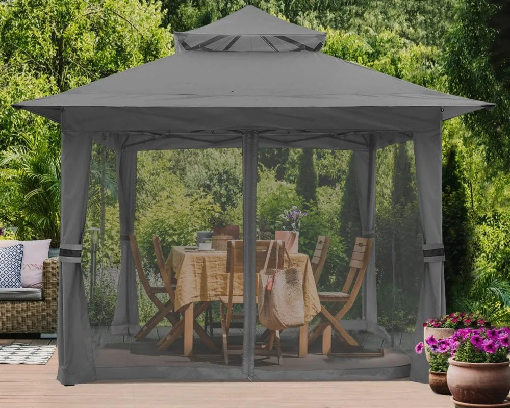 Pop Up Gazebo 13x13 - Outdoor Canopy with Mosquito Netting