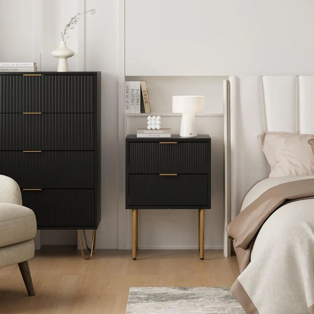 Nightstand, 2 Drawer Dresser for Bedroom