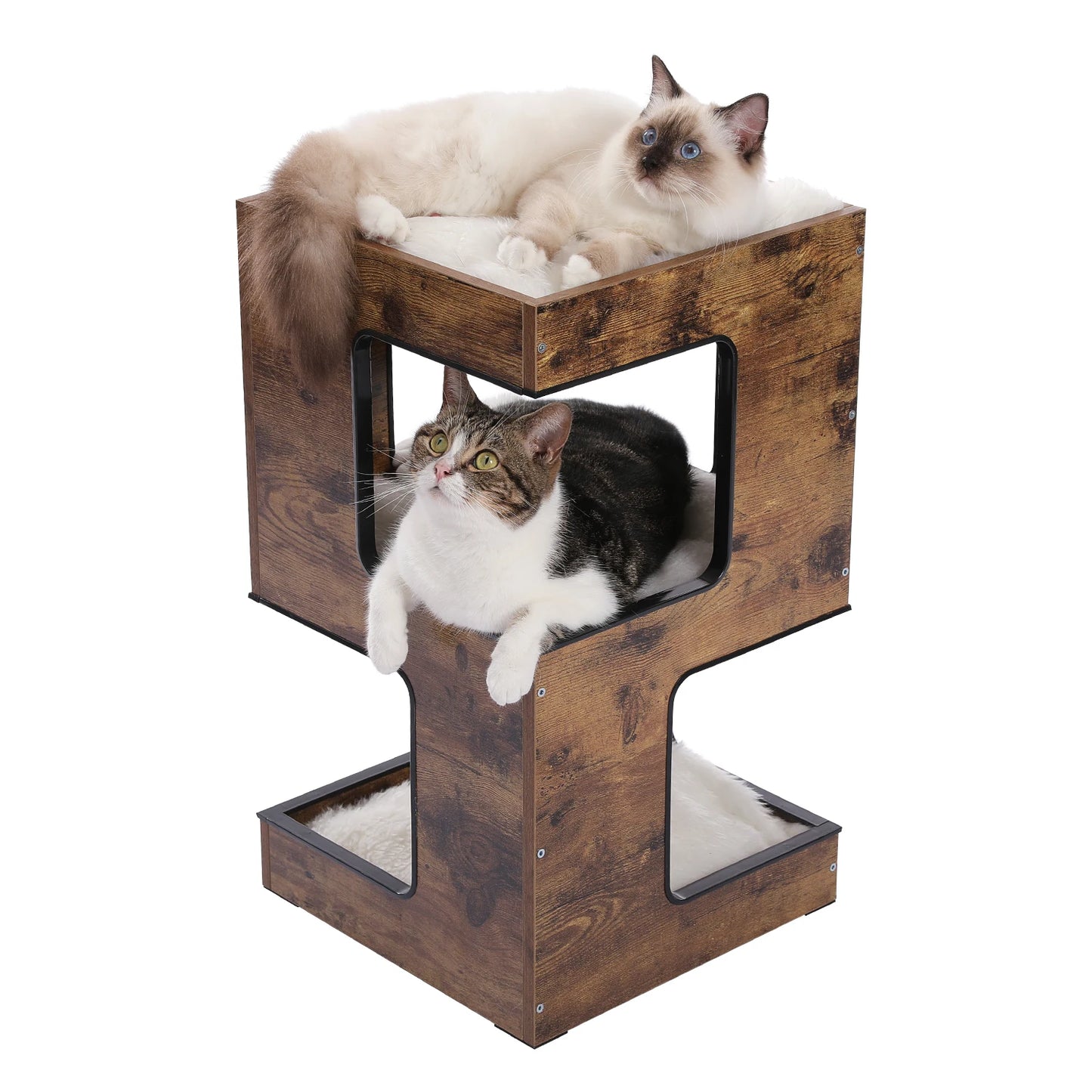 Modern Cat Tree with Scratcher Board Furniture Bed, 3 Levels