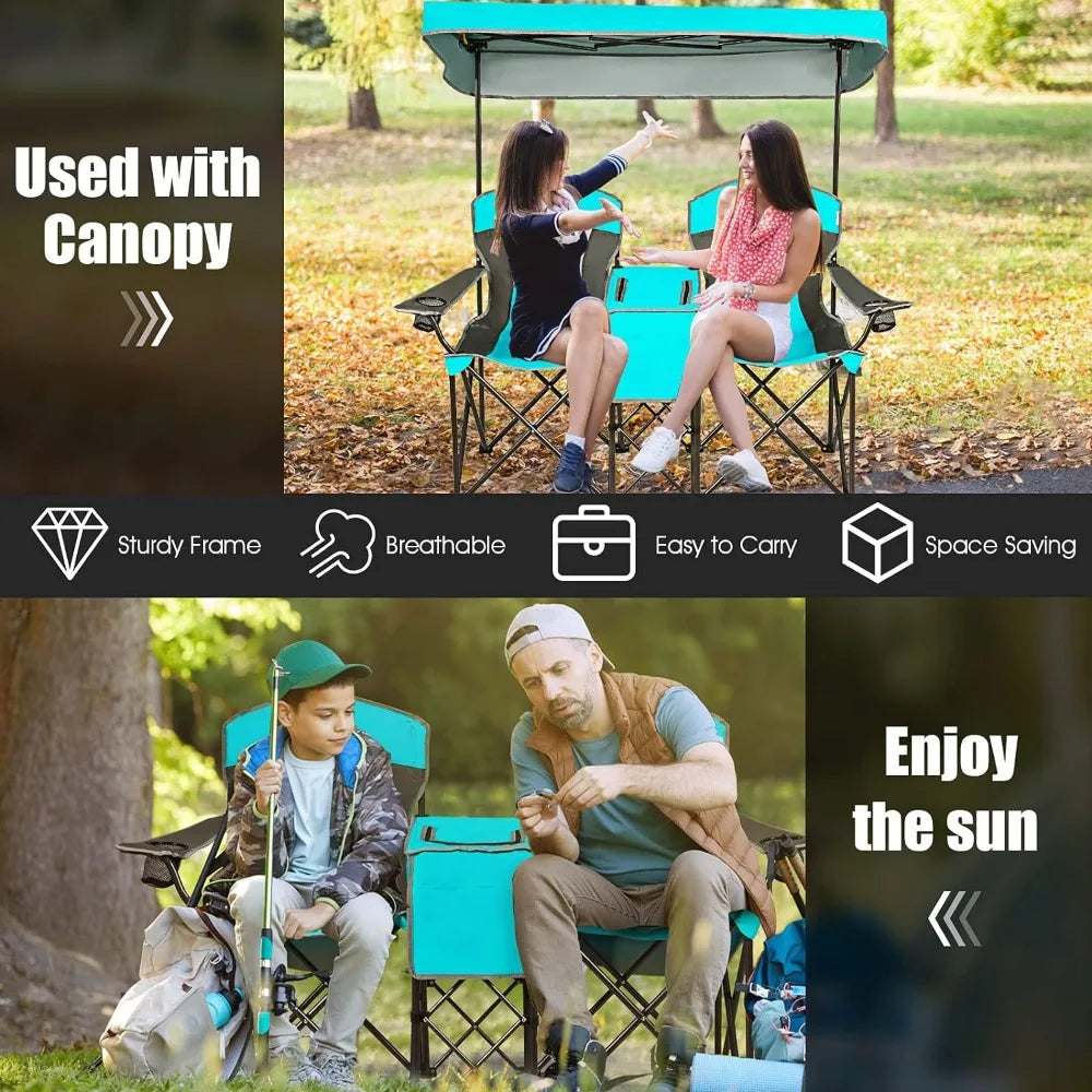 Folding Camping Chairs with Mini Table Beverage Cup Holder