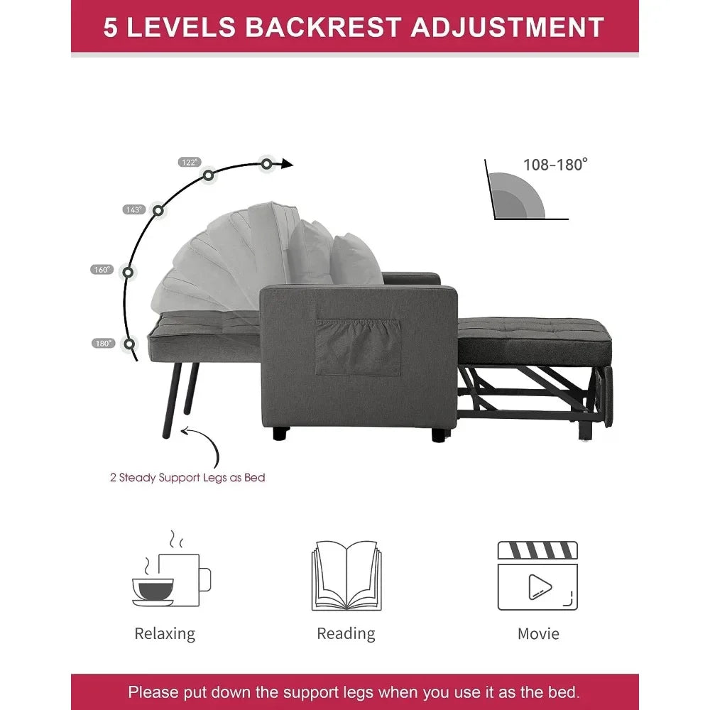 Sofa Chair for Living Room, 3 in 1, Convertible Chair Sleeper Bed