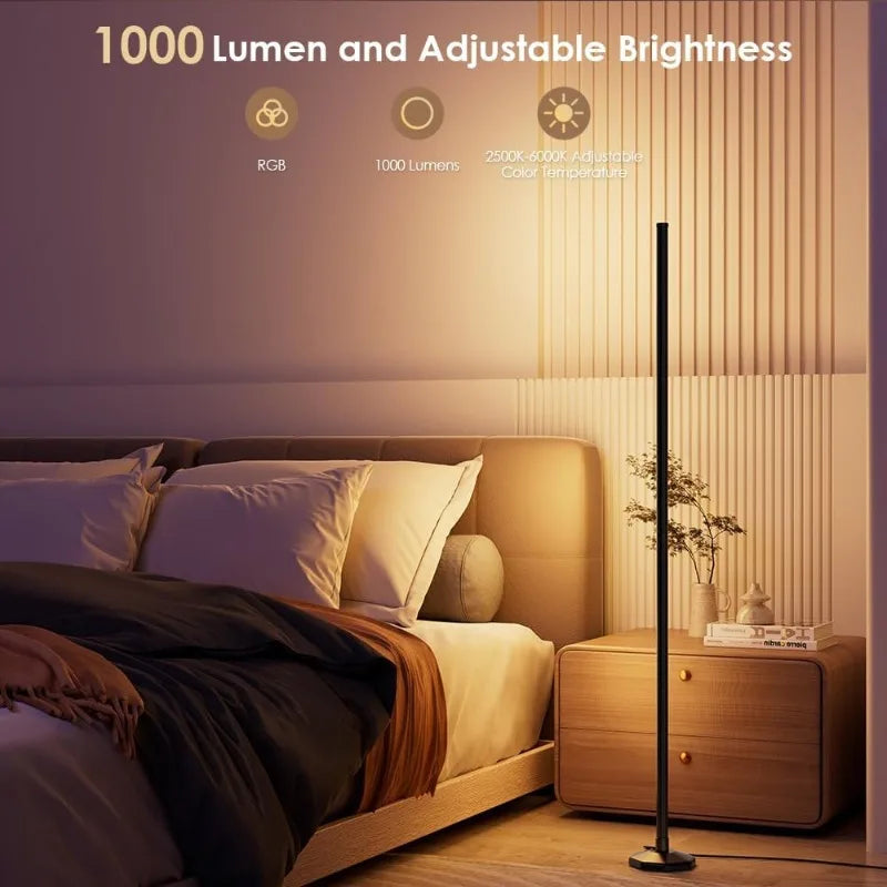 Bluetooth APP and Remote Control 65" Smart Modern Standing Lamp Music Sync 16 Million DIY Colors Changing LED Floor Lamp