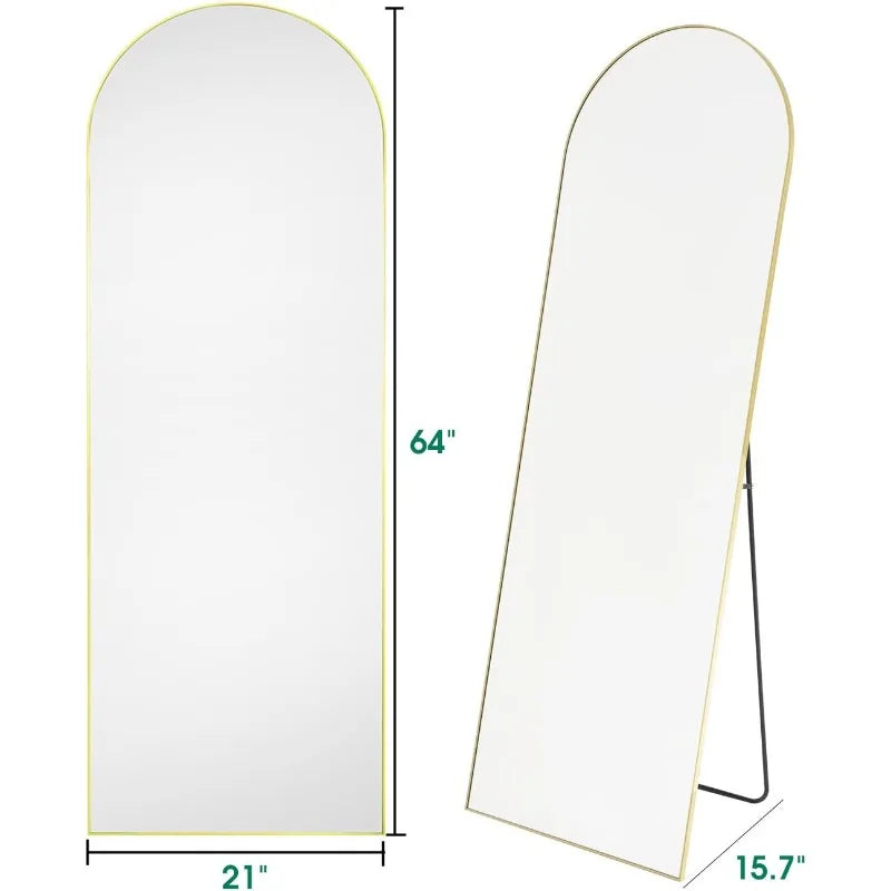 Full Length Floor Mirror, 21"×64" Arched with Stand