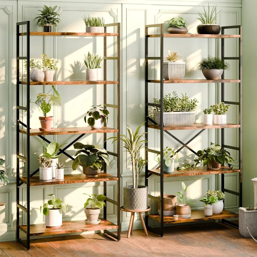 Crack Shelves on Wall 2 Pieces 5 Tiers Bookshelf