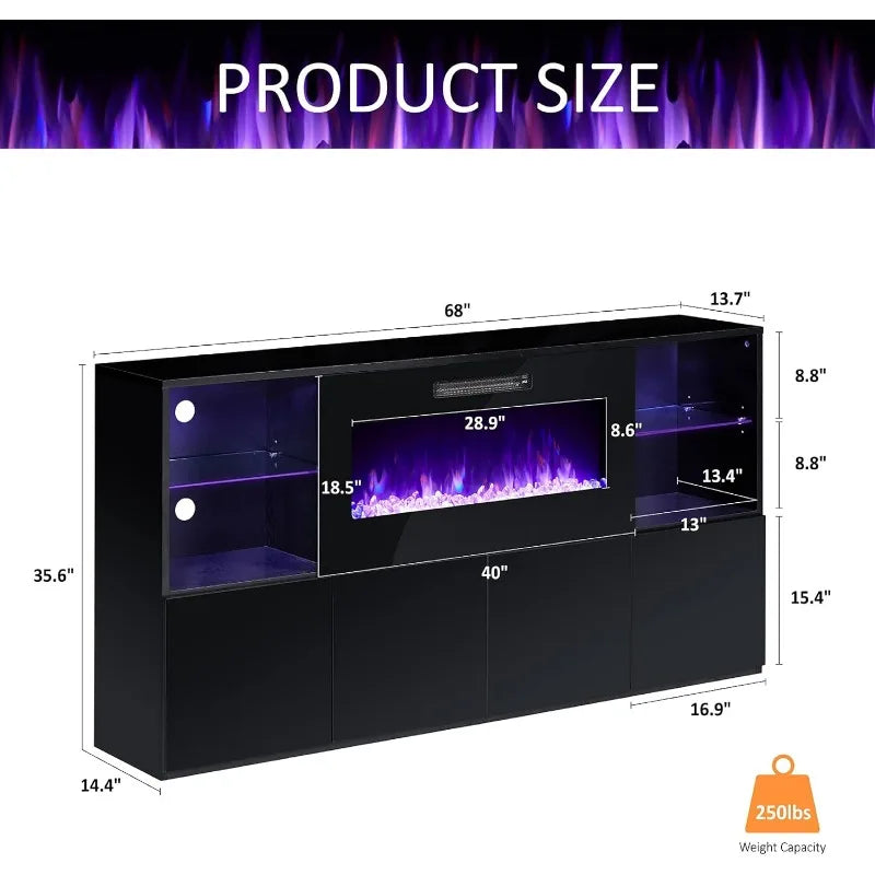 68" Fireplace TV Stand with 40" Electric Fireplace