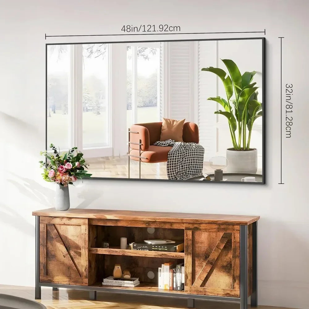 48x32 Mirror Bathroom, Black Rectangle Mirrors, for Bedroom/Living Room