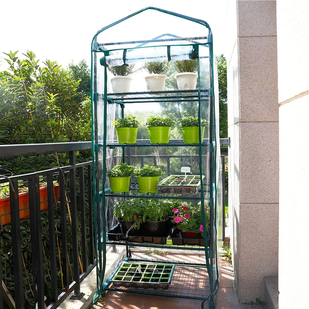 Portable Garden Greenhouse with Shelves and PVC Cover