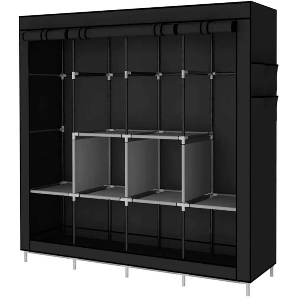 Portable Wardrobe, Shelves, Storage, Organizer with 4 Hanging Rail