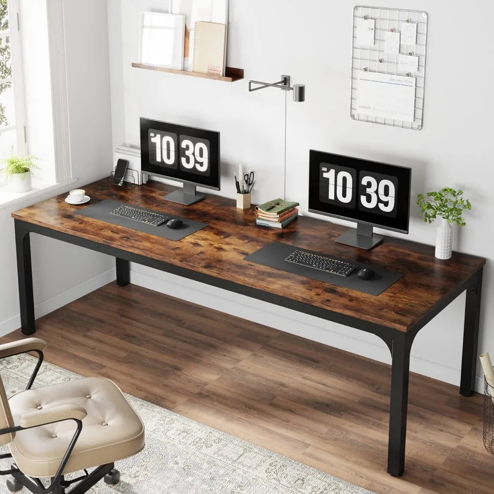 Extra Long Computer Desk 2 Person Desk, 78.7 Inches Double Long Desk