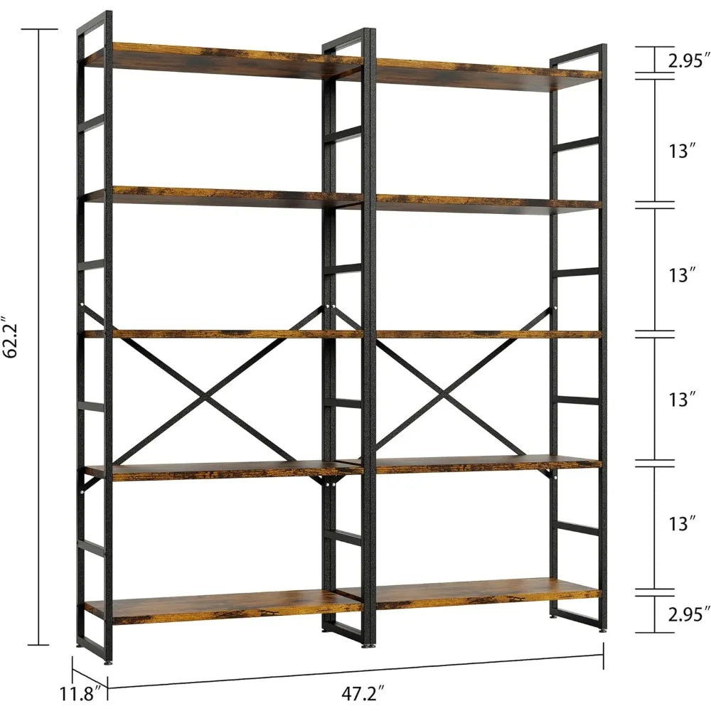 Crack Shelves on Wall 2 Pieces 5 Tiers Bookshelf