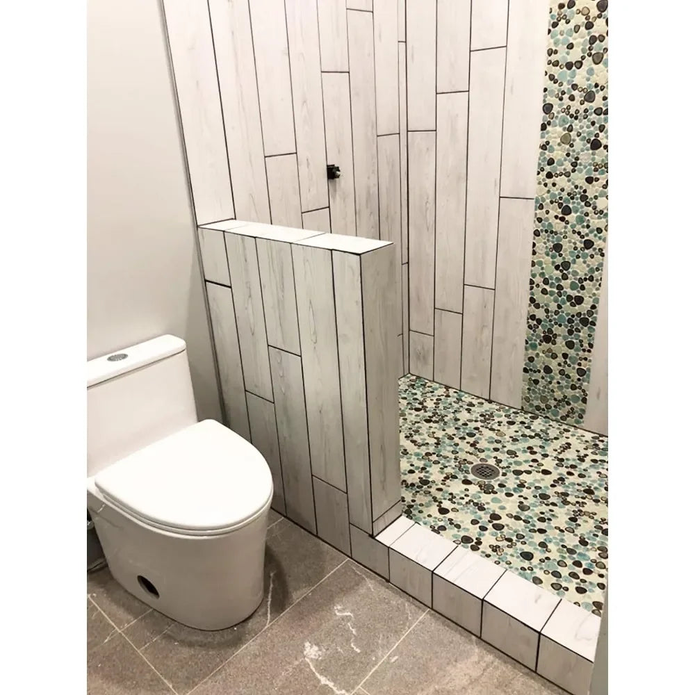 11 Sheets Glazed Porcelain Pebble Tiles Bathroom Wall