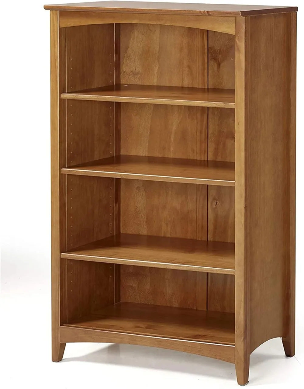 4 Shelf Bookcase Solid Wood 48" High Adjustable Shelving Closed Back