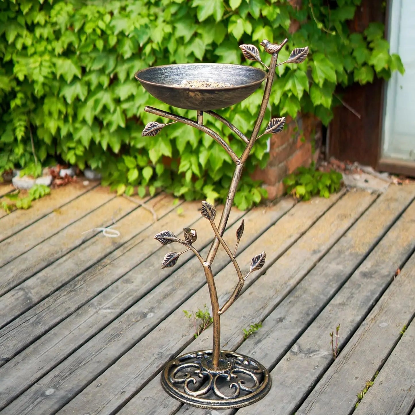 Diam 11.4" W x 31" H Cast Iron Pedestal Bird Bath