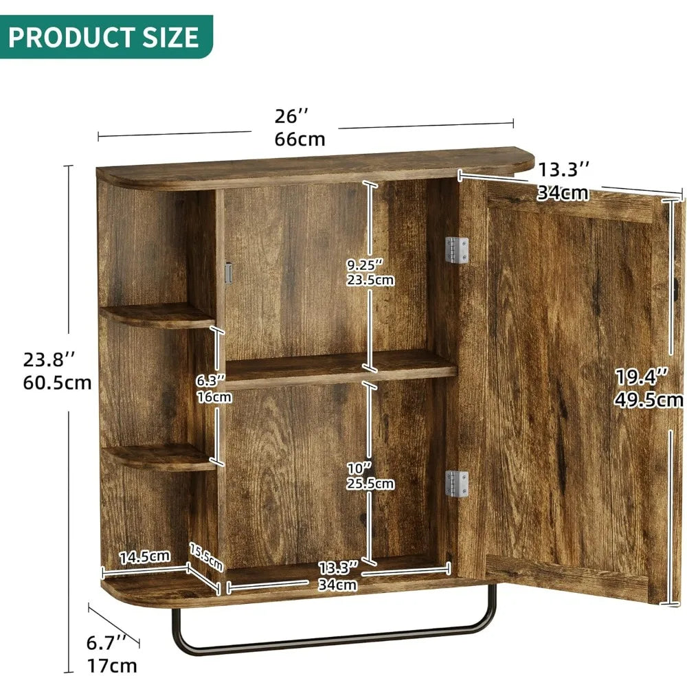 Wall Mounted Bathroom Cabinet With Mirror Door and Removable Shelf