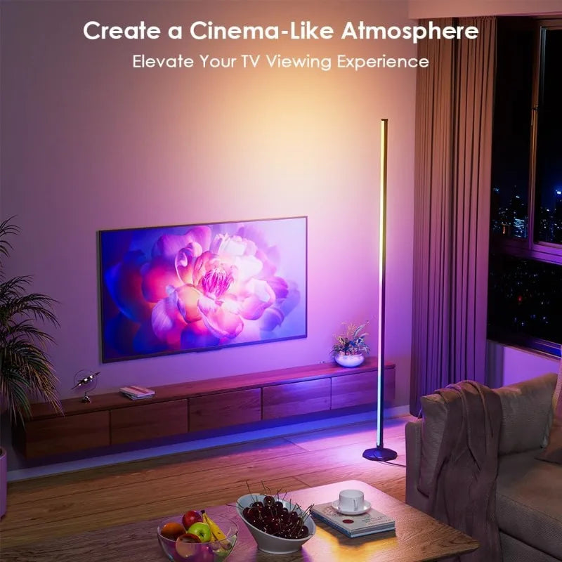 Bluetooth APP and Remote Control 65" Smart Modern Standing Lamp Music Sync 16 Million DIY Colors Changing LED Floor Lamp