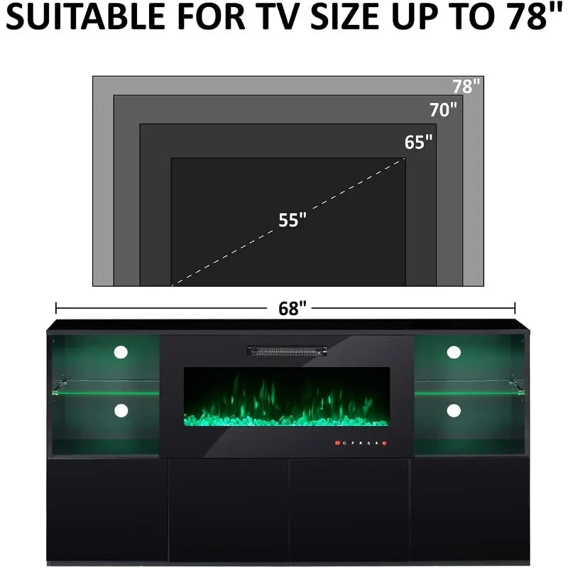 68" Fireplace TV Stand with 40" Electric Fireplace