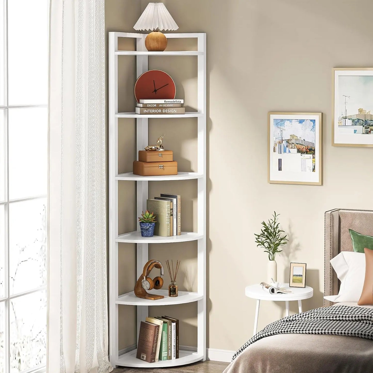 70.9 Inch Tall Corner Bookshelf Small Bookcase Modern Corner Shelving Unit Storage Rack