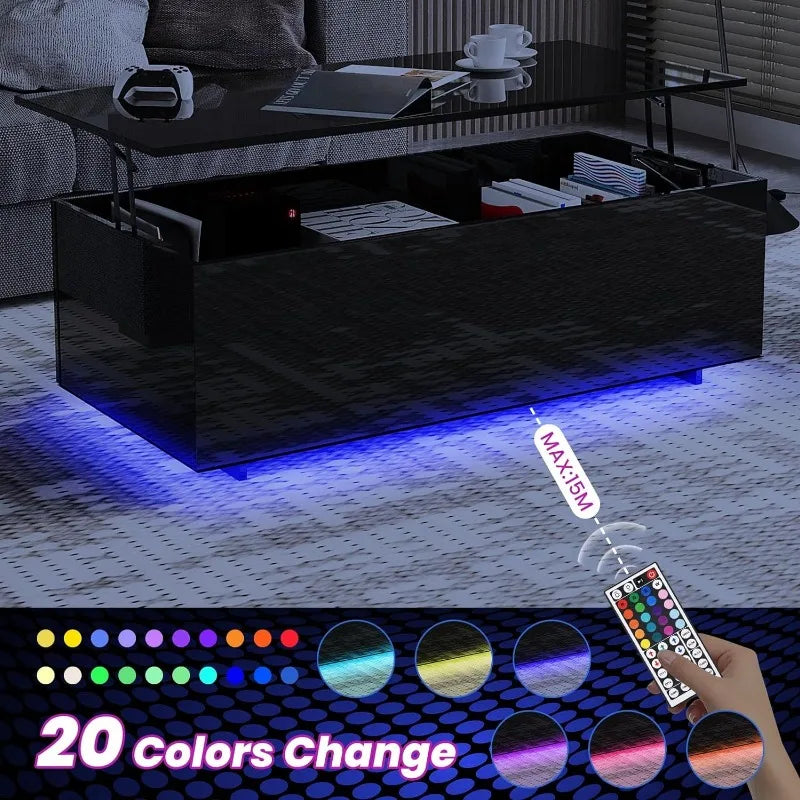 LED Coffee Table for Living Room, High Gloss with Led Lights